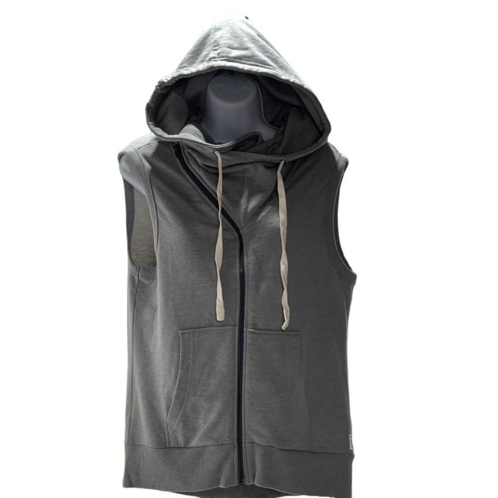 R8 ACTIVEWEAR Vest Gray Sweatshirt Hoodie Asymmetrical Zip Women's Size M